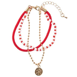 Online NANU-NANA Armband Weihnachten, Schneeflocke, Rot/gold