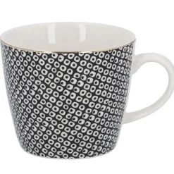 Outlet NANU-NANA Becher China, Perlen, Schwarz/weiß, 300 Ml, Goldrand