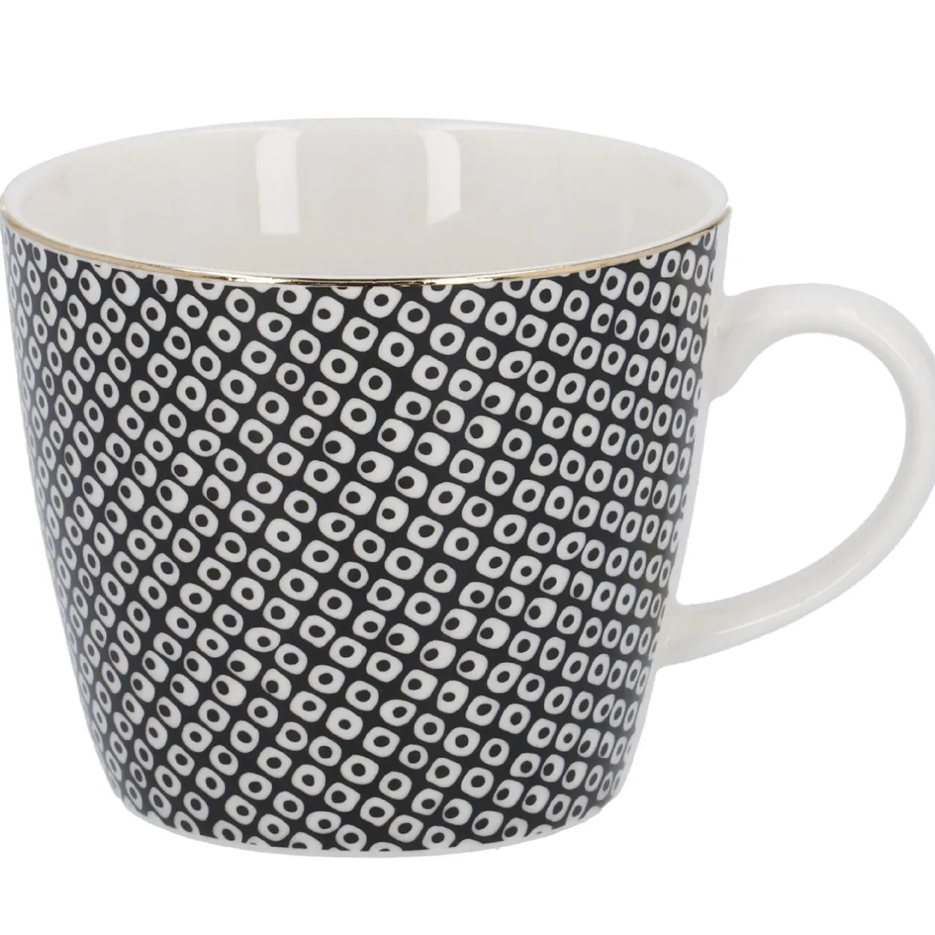 Outlet NANU-NANA Becher China, Perlen, Schwarz/weiß, 300 Ml, Goldrand