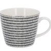 Clearance NANU-NANA Becher China, Stäbchen/Kreis, Schwarz/weiß, 300 Ml, Goldrand