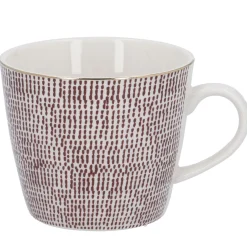 Fashion NANU-NANA Becher China, Striche, Bordeaux/weiß, 300 Ml, Goldrand
