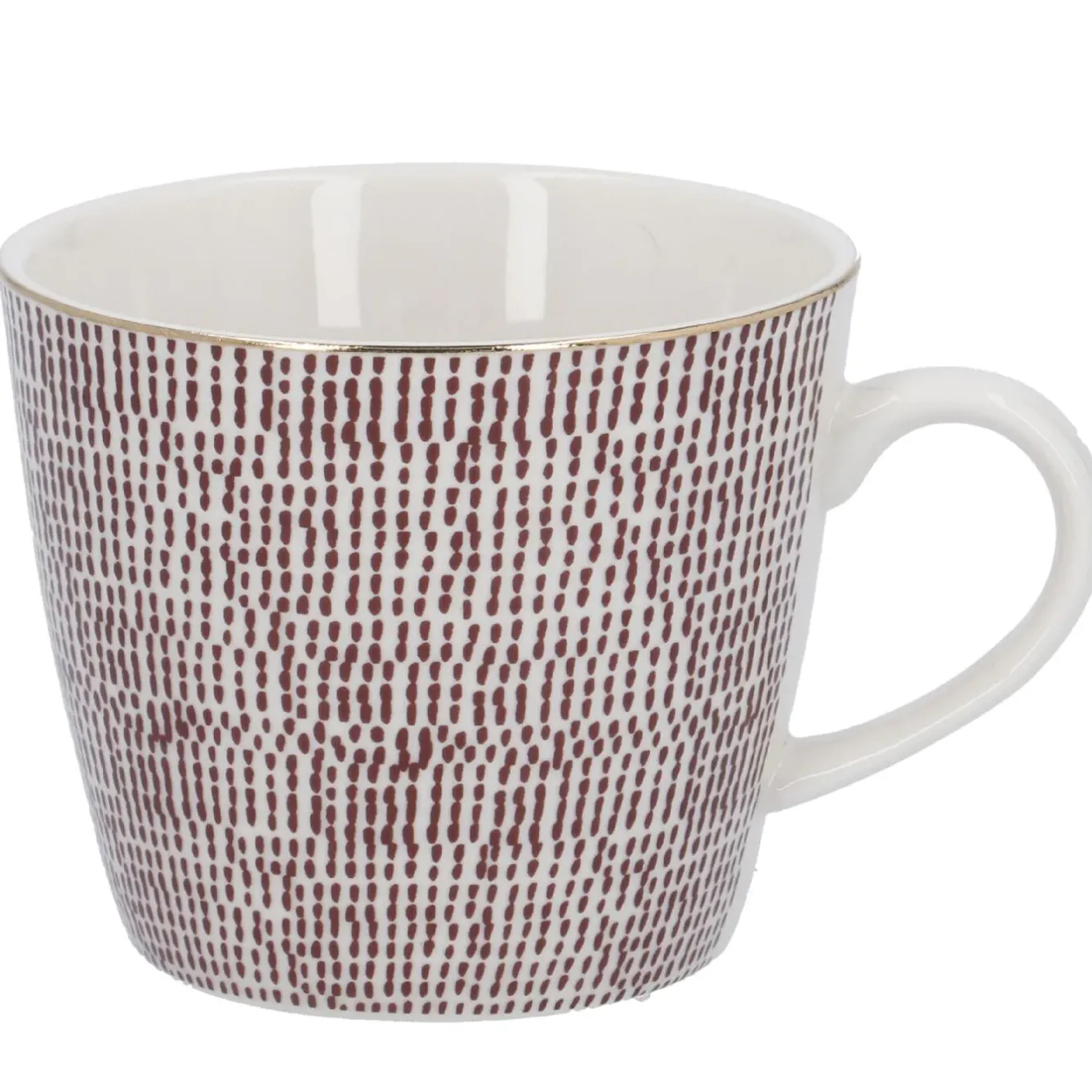 Fashion NANU-NANA Becher China, Striche, Bordeaux/weiß, 300 Ml, Goldrand
