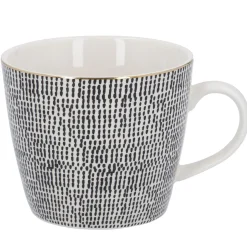 Hot NANU-NANA Becher China, Striche, Schwarz/weiß, 300 Ml, Goldrand