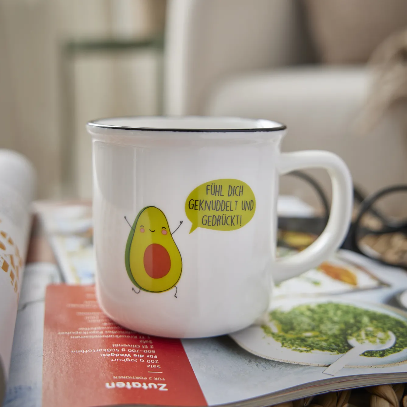Sale NANU-NANA Becher Emaille-Optik, Avocado, 350 Ml
