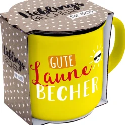 Fashion NANU-NANA Becher Emaille-Optik, Gute Laune Becher, 350 Ml
