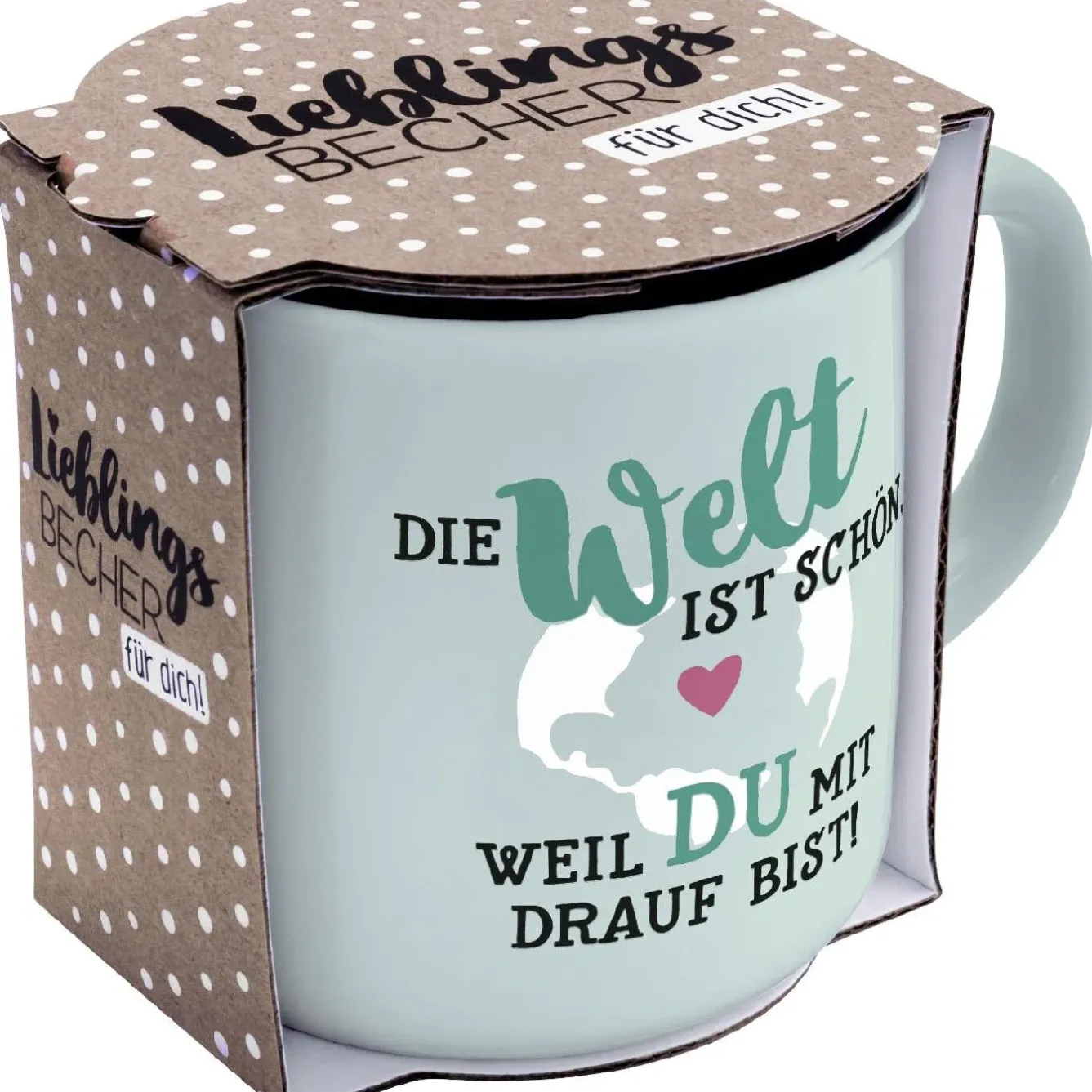 Hot NANU-NANA Becher Emaille-Optik, Welt, 350 Ml