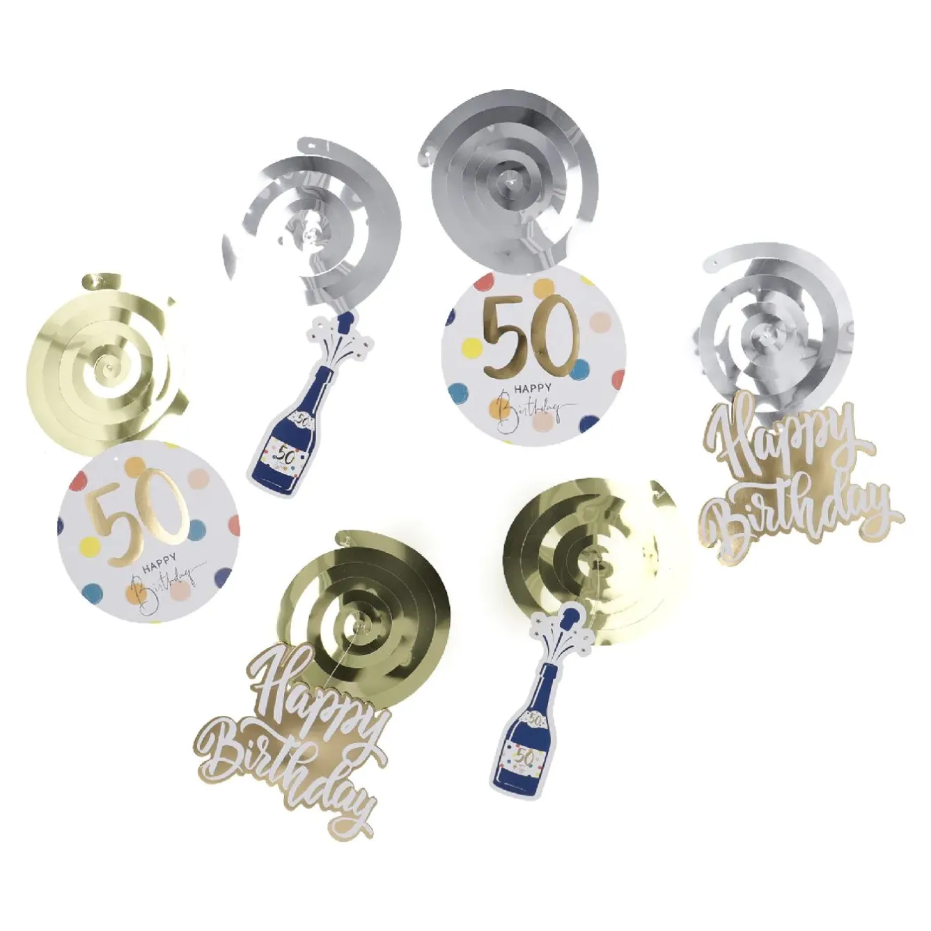 Best NANU-NANA Deko-Spiralen Geburtstag, 50, 6 Stück