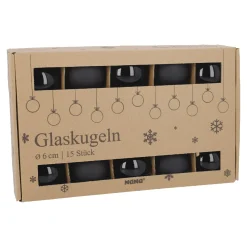 Fashion NANU-NANA 15er Glaskugeln 6 Cm, Schwarz