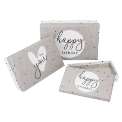 Fashion NANU-NANA 3er Set Geschenkkarton Geburtstag, Weiß/grau