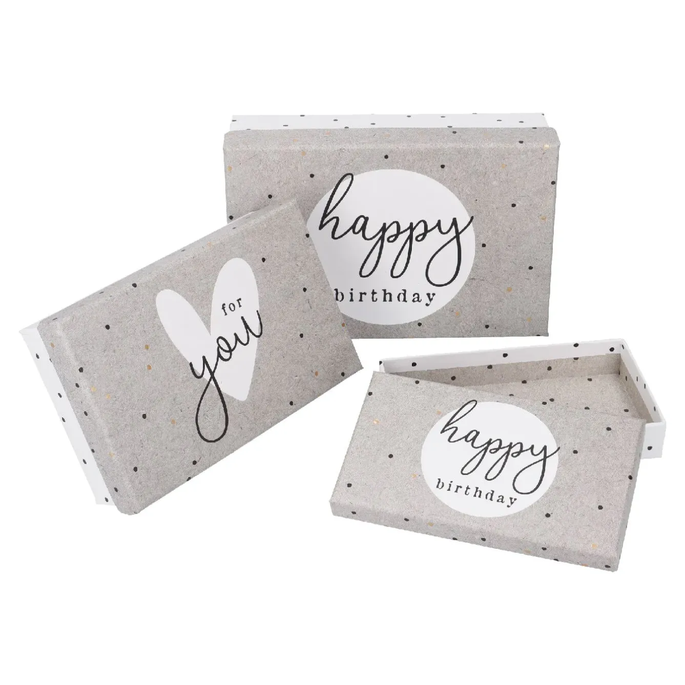 Fashion NANU-NANA 3er Set Geschenkkarton Geburtstag, Weiß/grau