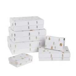 Fashion NANU-NANA 6er Set Geschenkkarton Prägung, Haus/weiß/gold