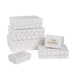Fashion NANU-NANA 6er Set Geschenkkarton Prägung, Schrift/weiß/gold