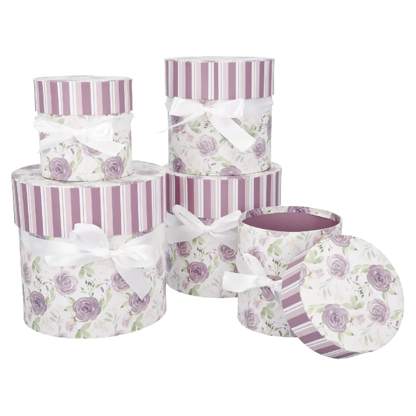 Hot NANU-NANA 5er Set Geschenkkarton Rosenl/rund, Lila