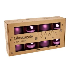 Best NANU-NANA 8er Set Glaskugeln 8 Cm, Lila
