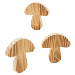 Best NANU-NANA 3er Set Holz-Deko Pilz/gebrannt