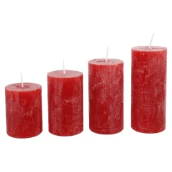 Outlet NANU-NANA 4er Set Kerze Rustik, Gestuft, Rot