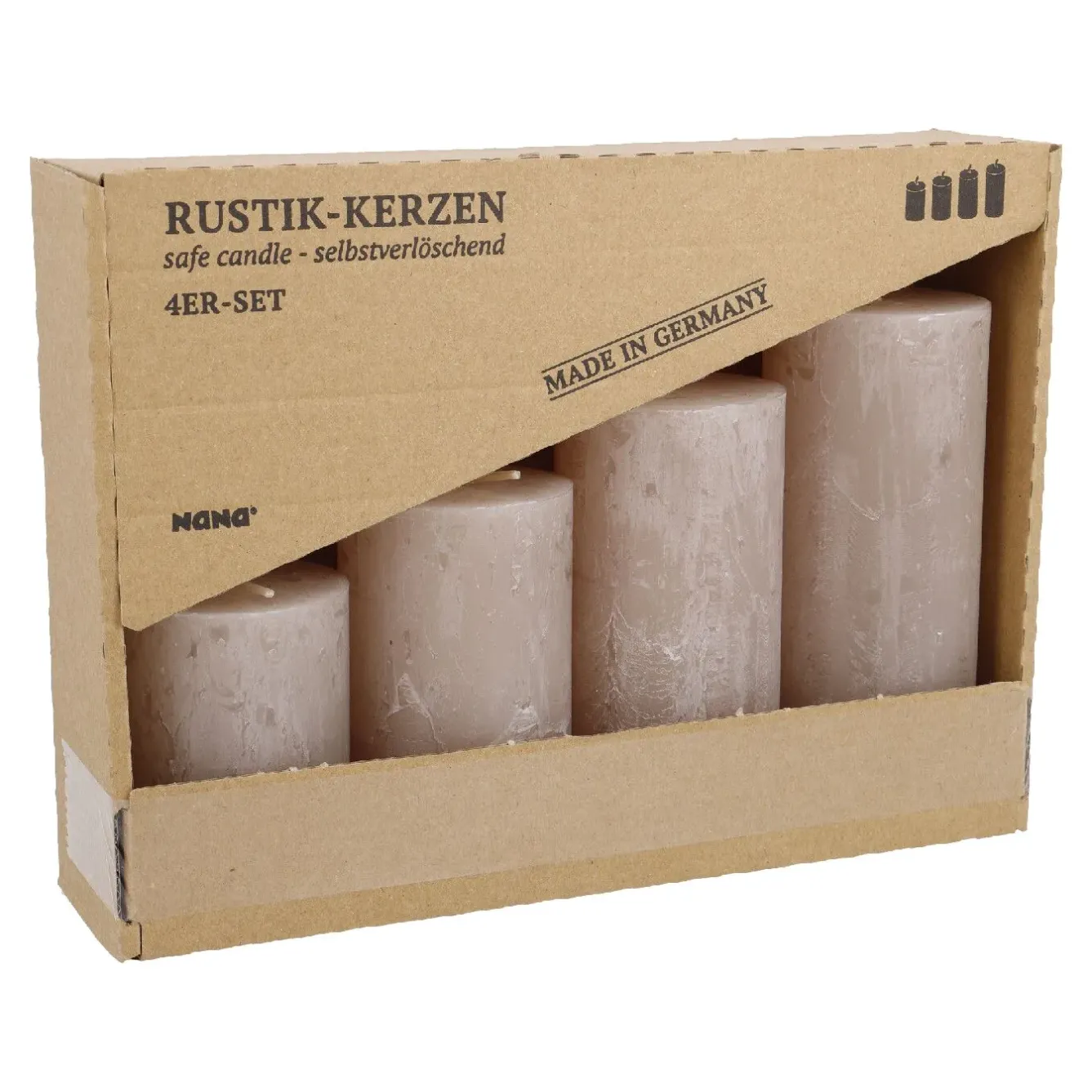 Online NANU-NANA 4er Set Kerze Rustik, Gestuft, Sand