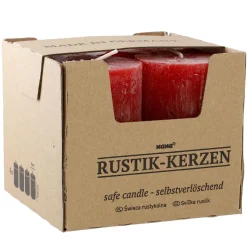 Outlet NANU-NANA 4er Set Kerze Rustik, Rot, 6 X 10 Cm