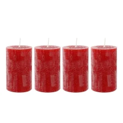Outlet NANU-NANA 4er Set Kerze Rustik, Rot, 6 X 10 Cm