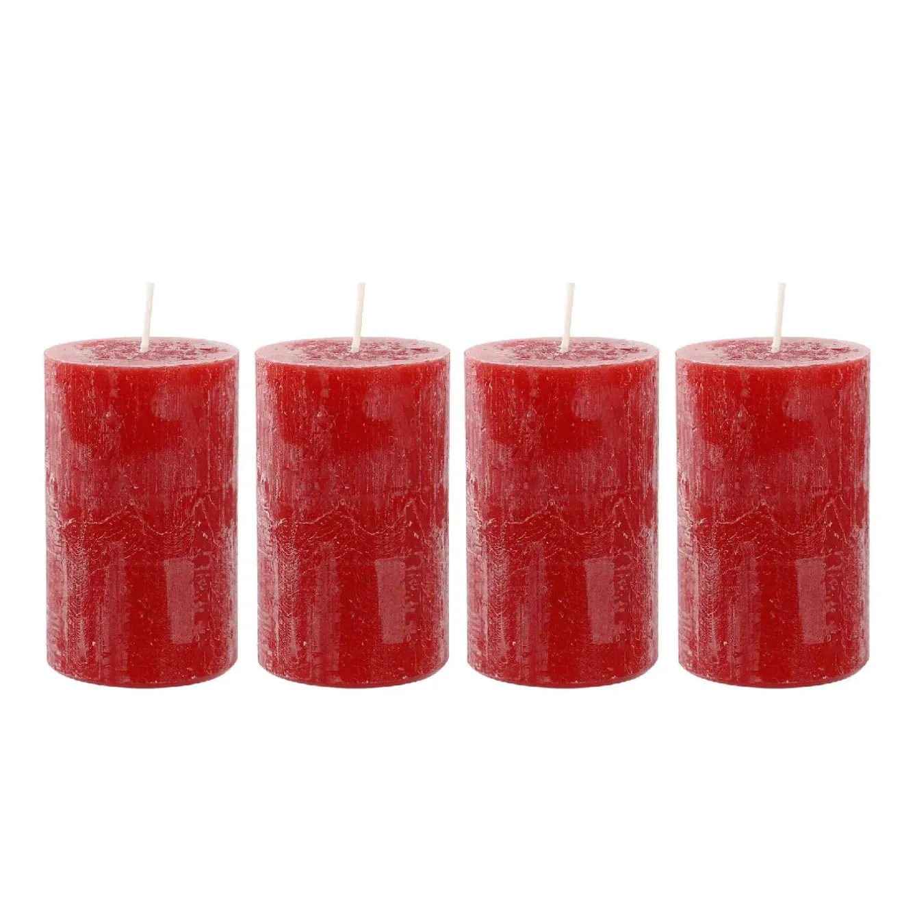 Outlet NANU-NANA 4er Set Kerze Rustik, Rot, 6 X 10 Cm