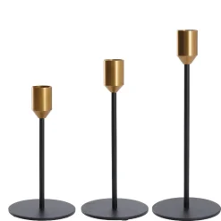 Discount NANU-NANA 3er Set Kerzenständer, Stabkerzen, Schwarz/gold