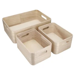 Fashion NANU-NANA 3er Set Kiste, Geriffelt/natur