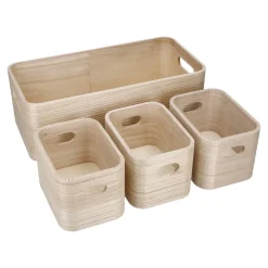 Fashion NANU-NANA 4er Set Kiste, Geriffelt/natur