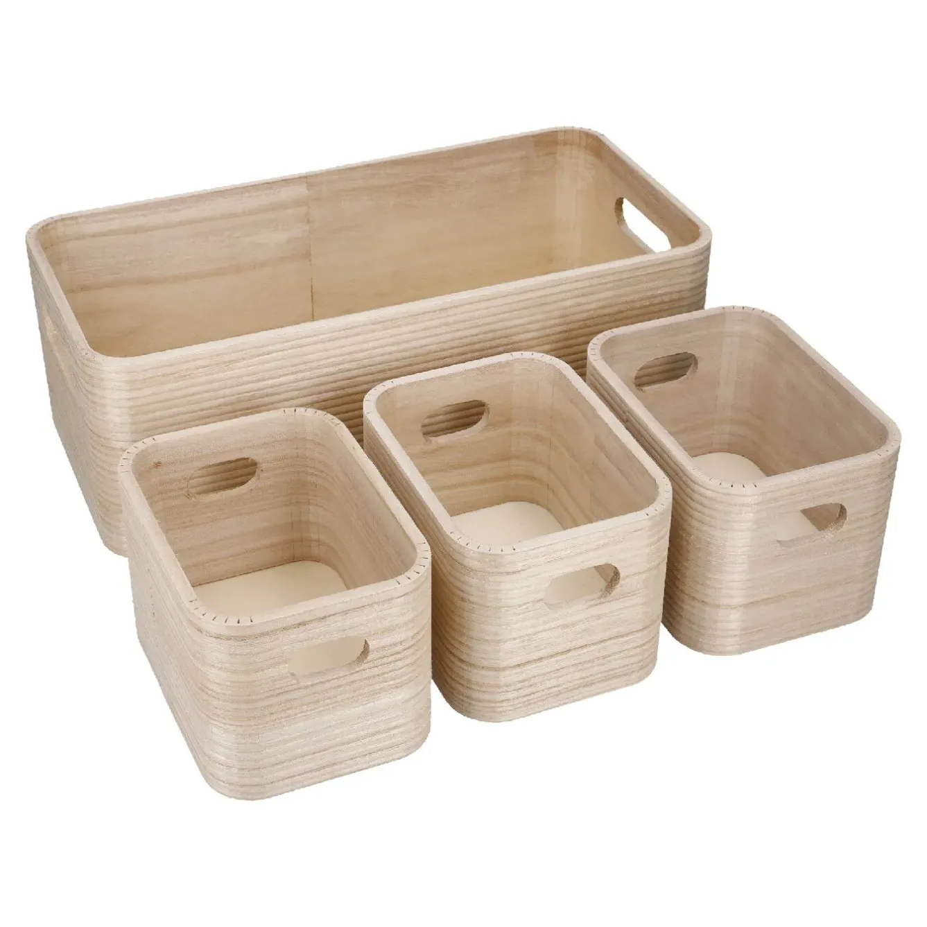 Fashion NANU-NANA 4er Set Kiste, Geriffelt/natur