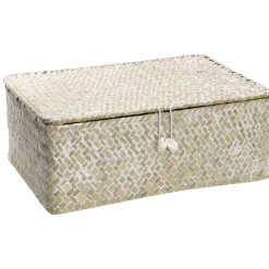 Hot NANU-NANA 3er Set Korb Mit Deckel, Natur/weiß