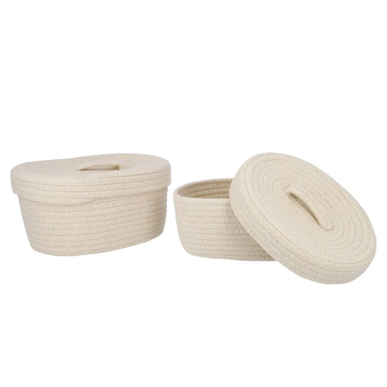 Hot NANU-NANA 2er Set Korb Mit Deckel, Oval/weiß