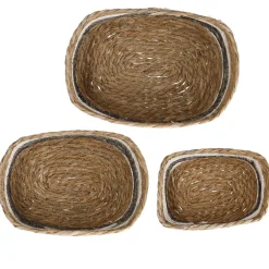 Fashion NANU-NANA 3er Set Korb Natur, Eckig/natur/grau/weiß