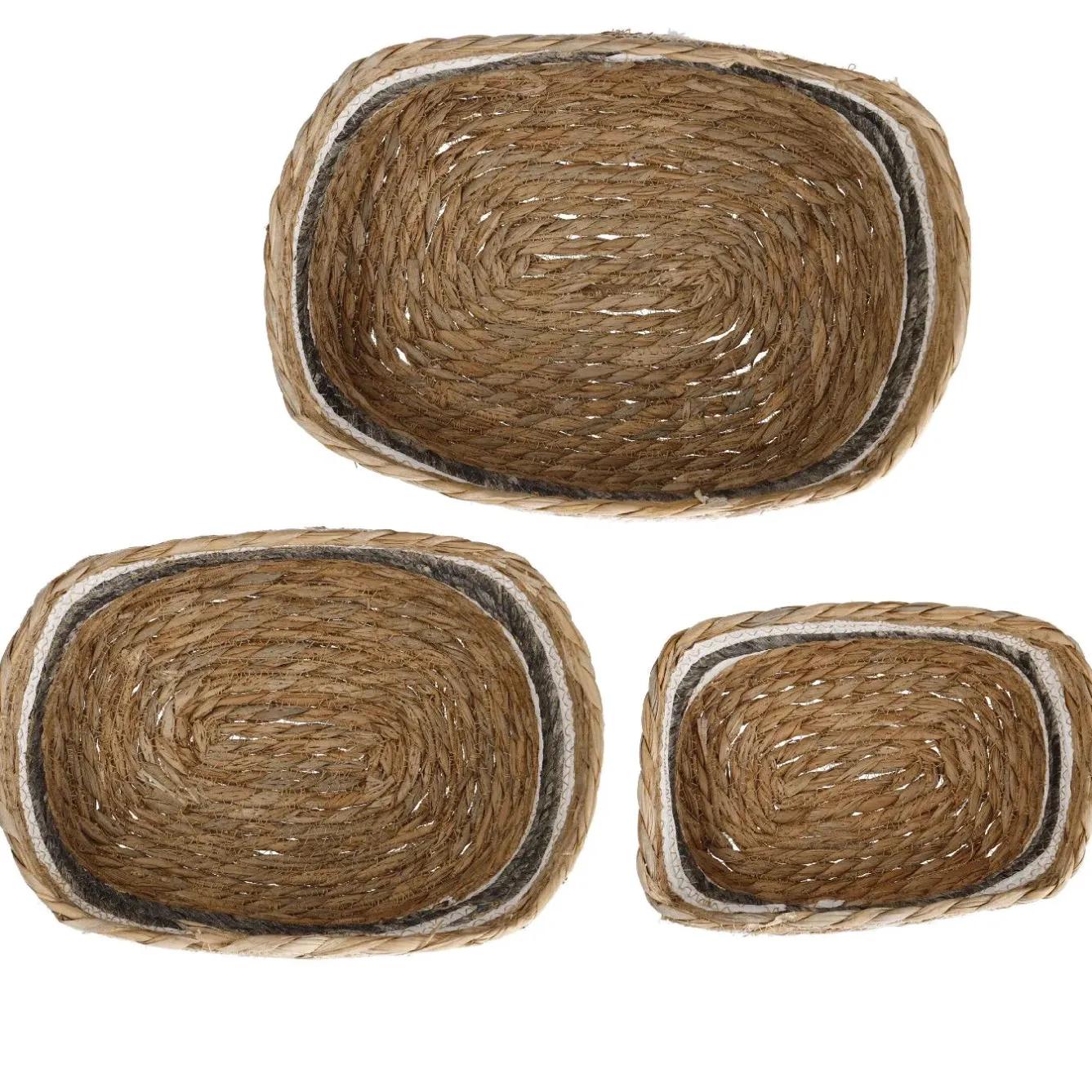 Fashion NANU-NANA 3er Set Korb Natur, Eckig/natur/grau/weiß