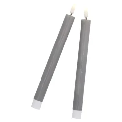 Fashion NANU-NANA 2er Set LED-Stabkerze Rustik, Grau, 24.5 Cm
