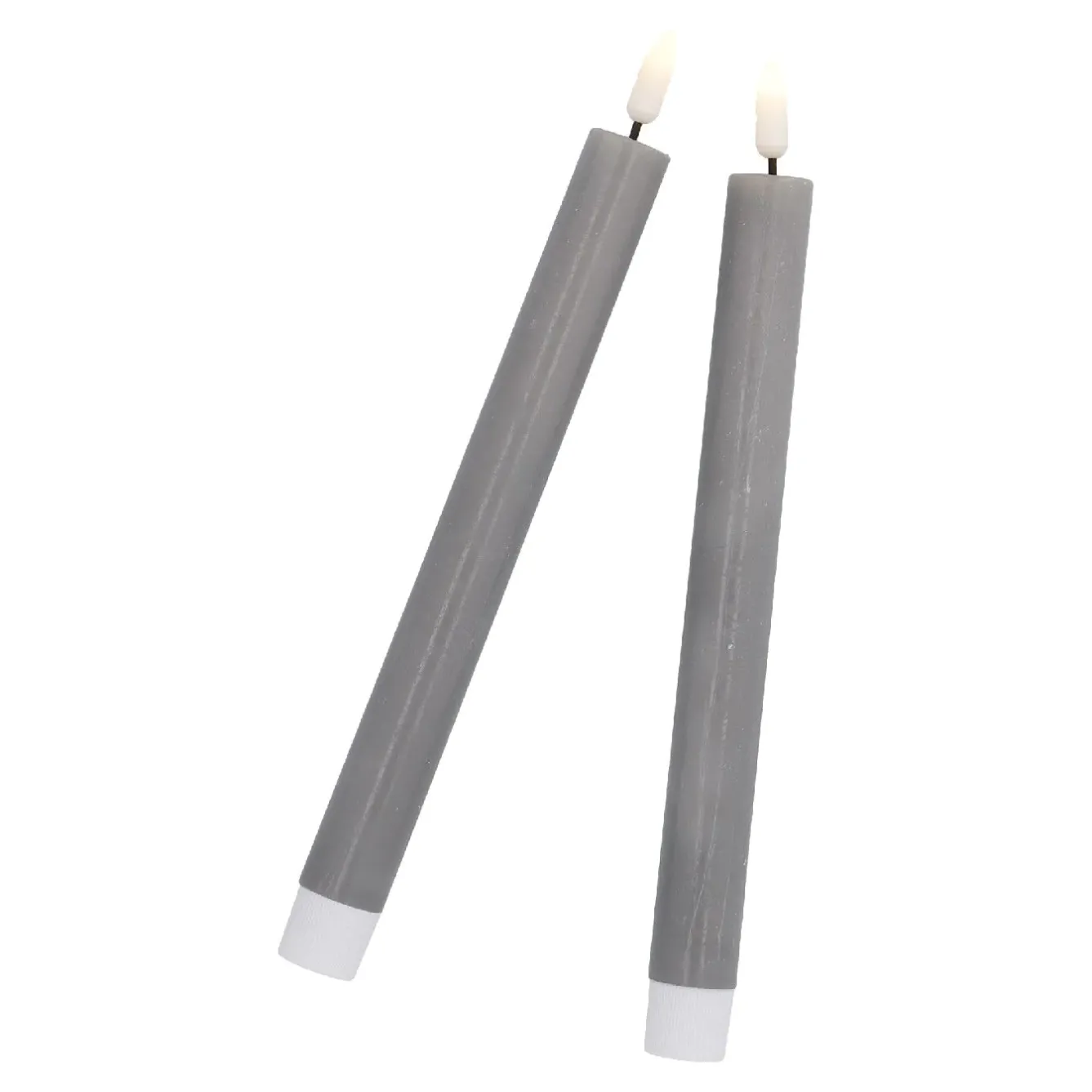 Fashion NANU-NANA 2er Set LED-Stabkerze Rustik, Grau, 24.5 Cm