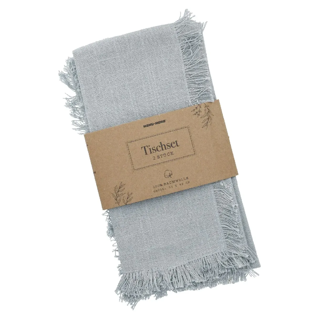 Outlet NANU-NANA 2er Set Platzset Fransen, Blau, 33 X 48 Cm
