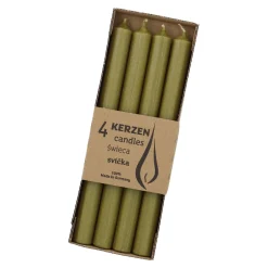Fashion NANU-NANA 4er Set Stabkerze Rustik, Olivegrün, 25 Cm