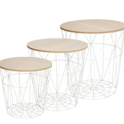 Best NANU-NANA 3er Set Tisch/Korb, 43 Cm, Weiß