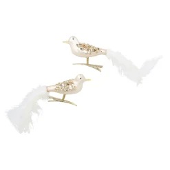 New NANU-NANA 2er Set Vogel-Clip Pailletten, Champagner/matt, 11 Cm