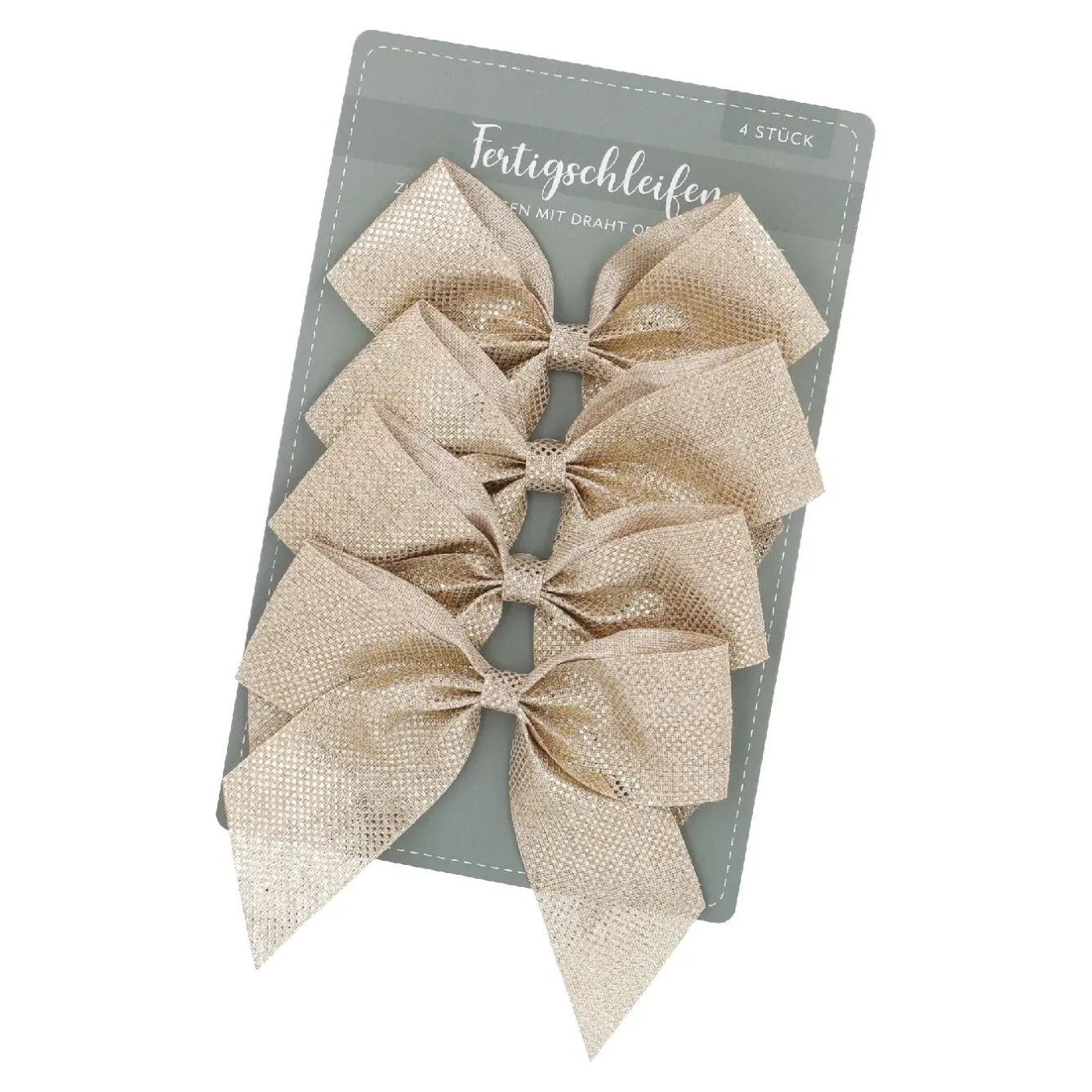 Clearance NANU-NANA 4er Set Web-Schleife, Natur/gold