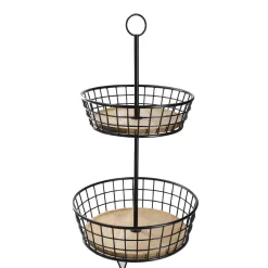Clearance NANU-NANA Etagere Holz/Metall, 2 Körbe, Schwarz, 68 Cm