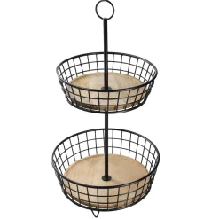 Clearance NANU-NANA Etagere Holz/Metall, 2 Körbe, Schwarz, 68 Cm