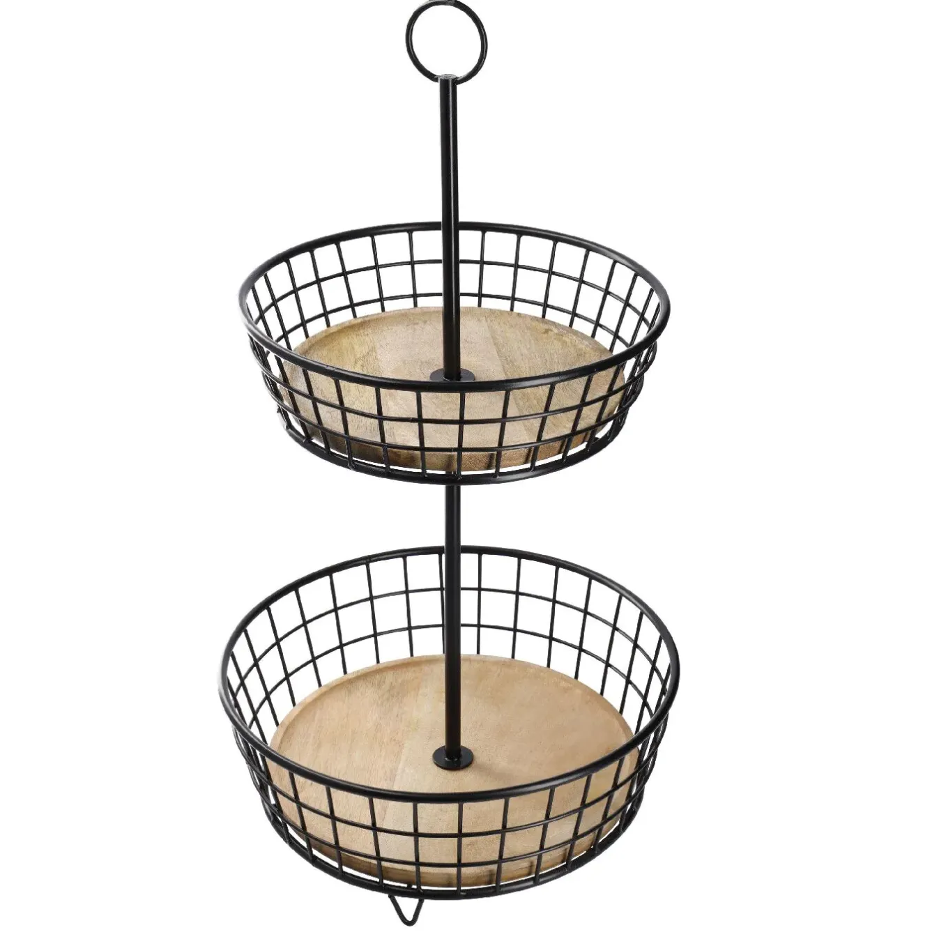 Clearance NANU-NANA Etagere Holz/Metall, 2 Körbe, Schwarz, 68 Cm