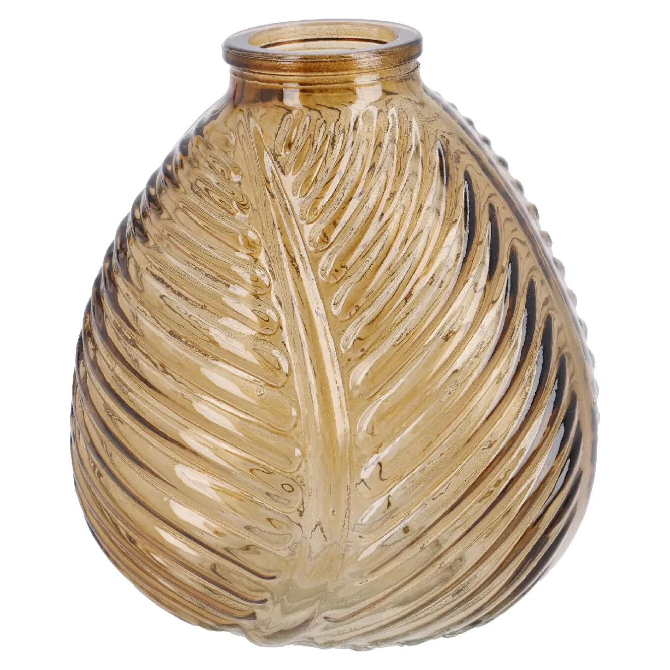 Outlet NANU-NANA Flaschenvase Blatt, Braun/bauchig, 13 Cm