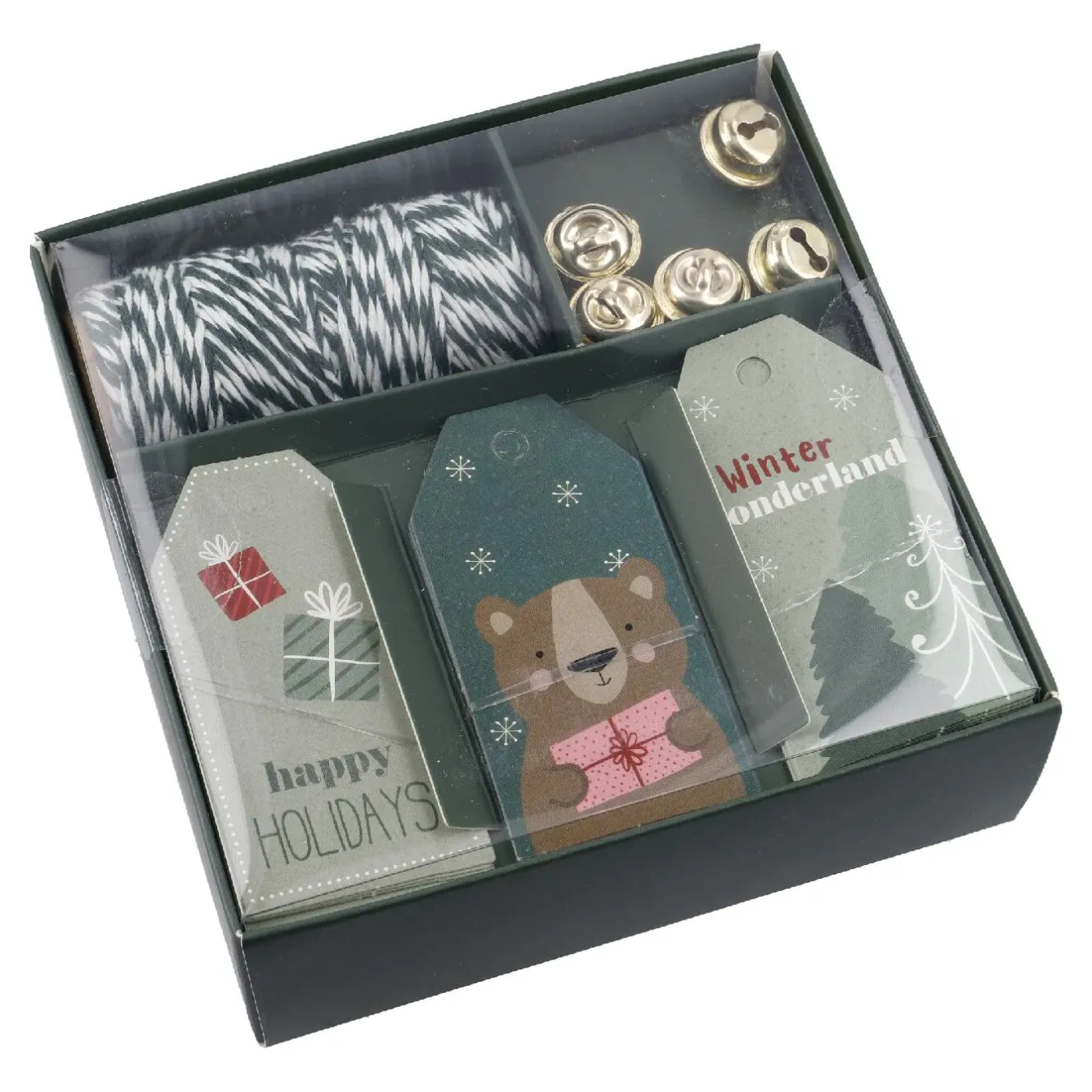 Hot NANU-NANA Geschenke-Set, Grün-weiß/grün, Kordel/Anhänger/Glocke