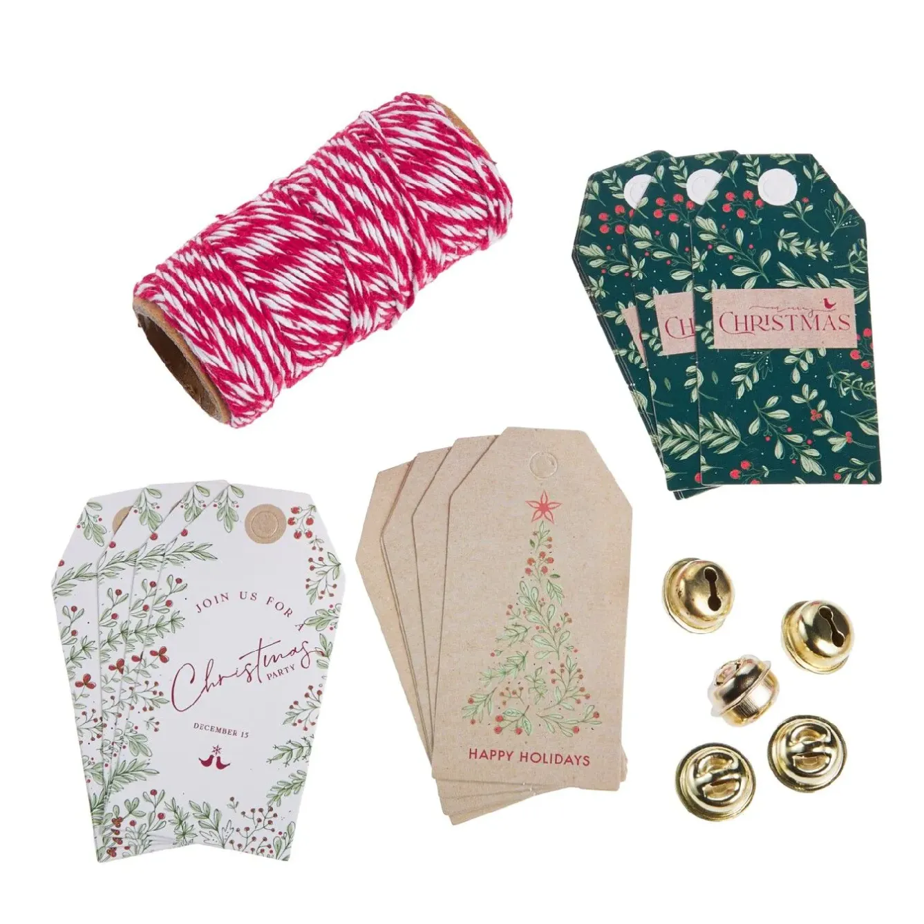 Outlet NANU-NANA Geschenke-Set, Rot-weiß-creme, Kordel/Anhänger/Glocke