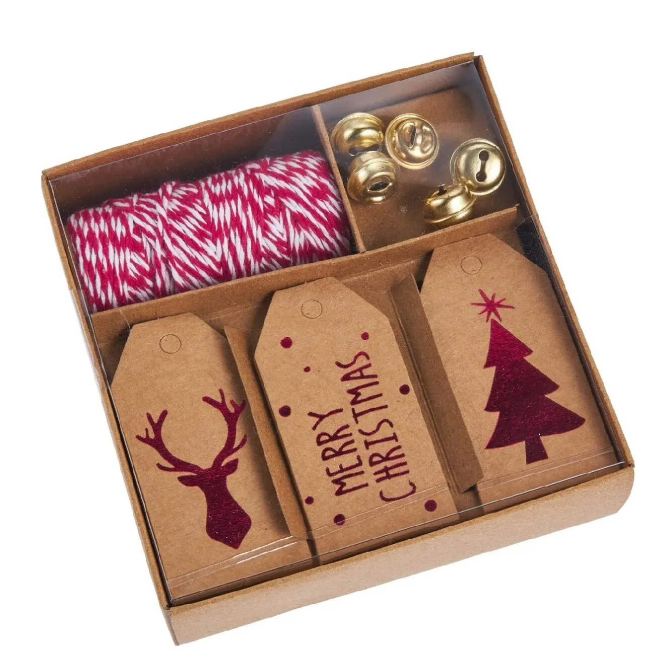 Sale NANU-NANA Geschenke-Set, Rot-weiß-natur, Kordel/Anhänger/Glocke