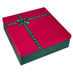 Outlet NANU-NANA Geschenkkarton Schleife, Dunkelgrün/rot, 45 X 45 Cm