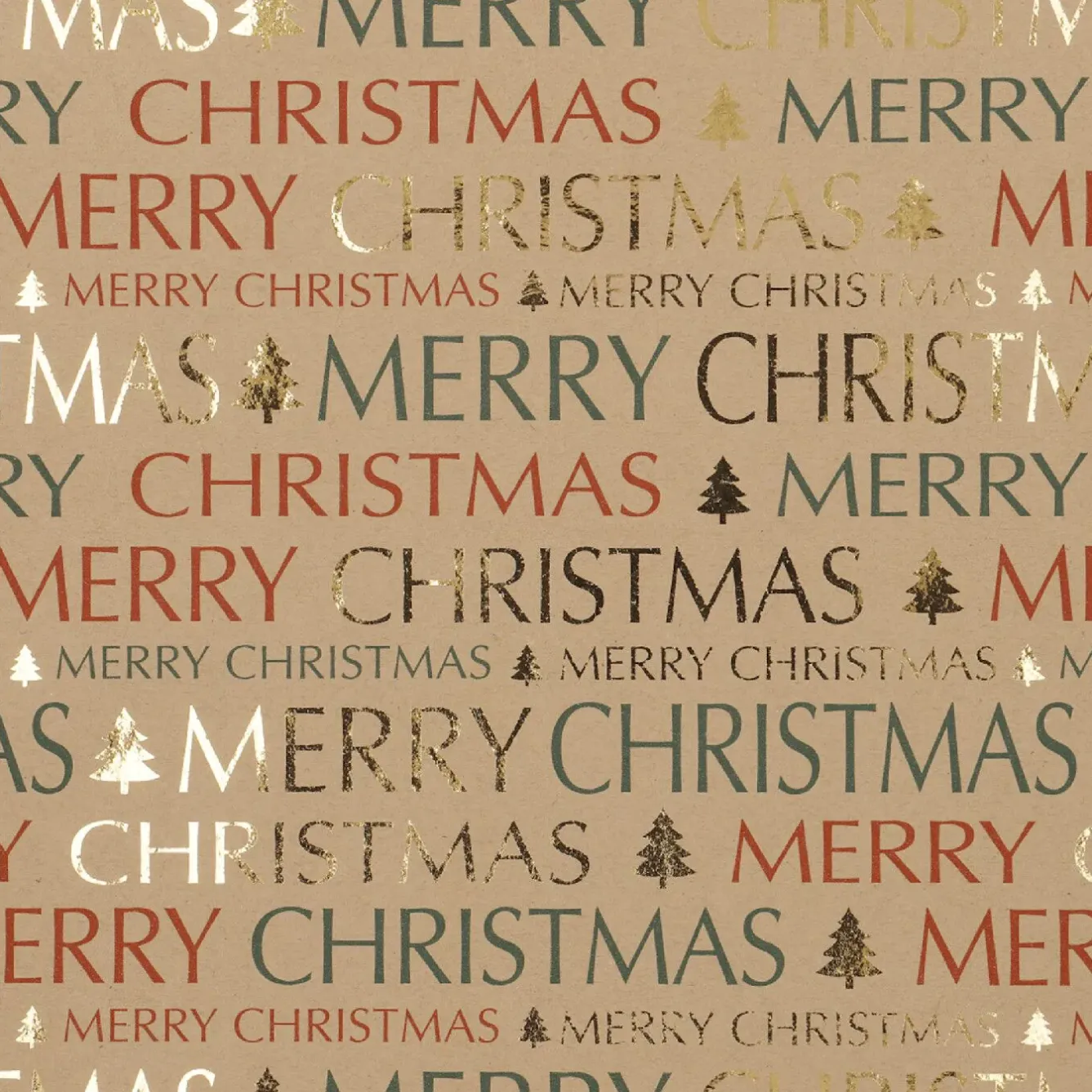 New NANU-NANA Geschenkpapier Xmas-Motiv, Schrift, 2 M