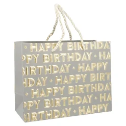 New NANU-NANA Geschenktüte Happy Birthday, Grau, 23 X 18 Cm