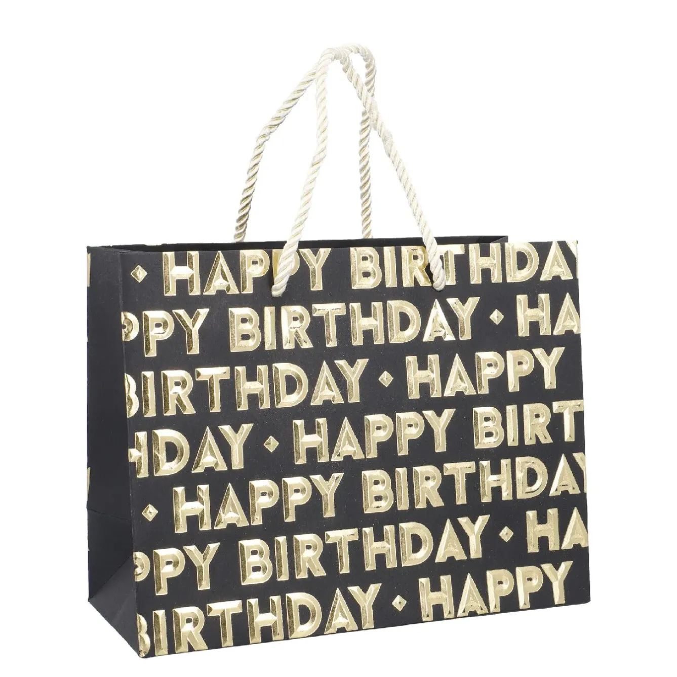 New NANU-NANA Geschenktüte Happy Birthday, Schwarz, 23 X 18 Cm